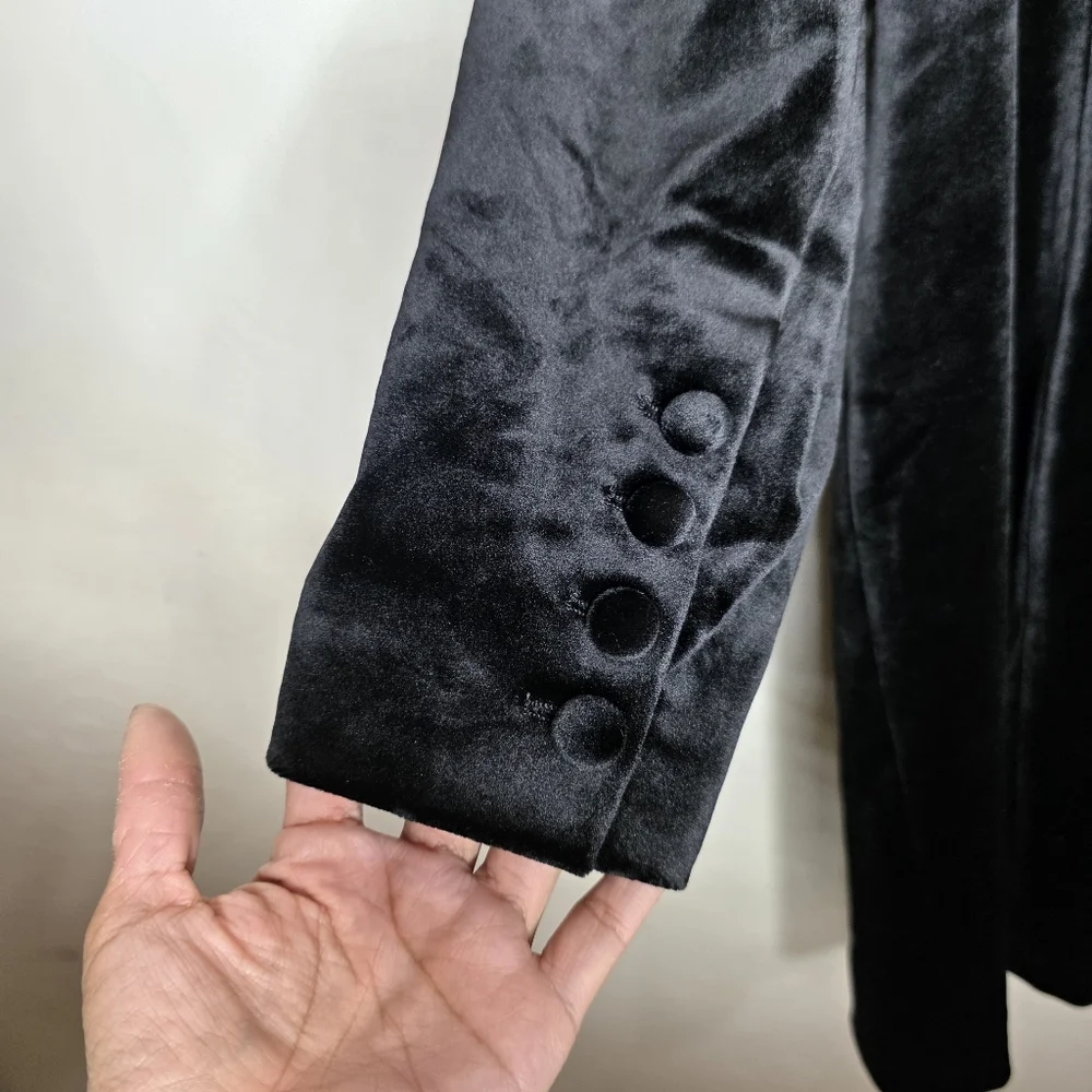 Good American Exec Double-breasted Velvet Mini Dress In Black Tuxedo dress 2X - Picture 9 of 11